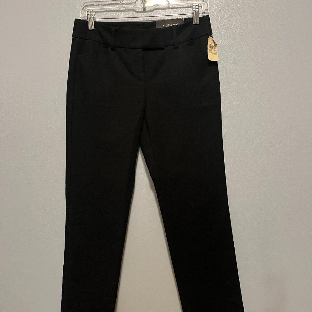 Ann Taylor Modern Straight Leg Pants Black Size 0 NWT Tailored Office - Picture 2 of 14